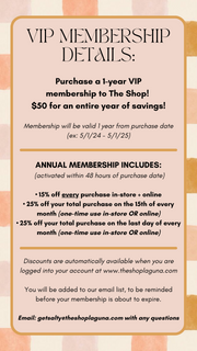 VIP Annual Membership - $50/year-The Shop Laguna Beach