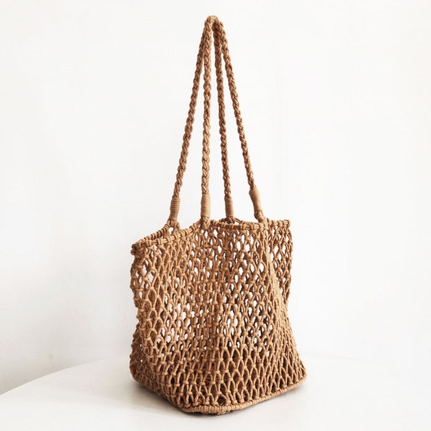 ACCITY Simple Open-Weave Crochet Beach Bag - More Colors Available-The Shop Laguna Beach