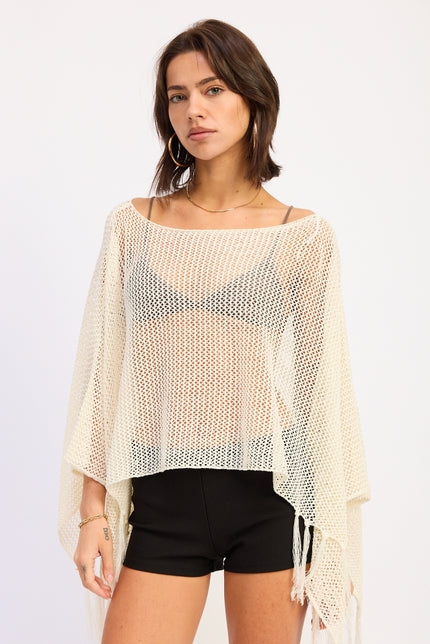 KEEN THE LABEL Zemira Crochet Fringe Poncho Top-The Shop Laguna Beach