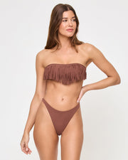 *Online Exclusive* <br> LSPACE Dixie Fringe Bandeau Top - Cafe-The Shop Laguna Beach