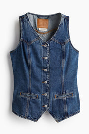 LEVI'S Longline Dark Wash Denim Vest-The Shop Laguna Beach