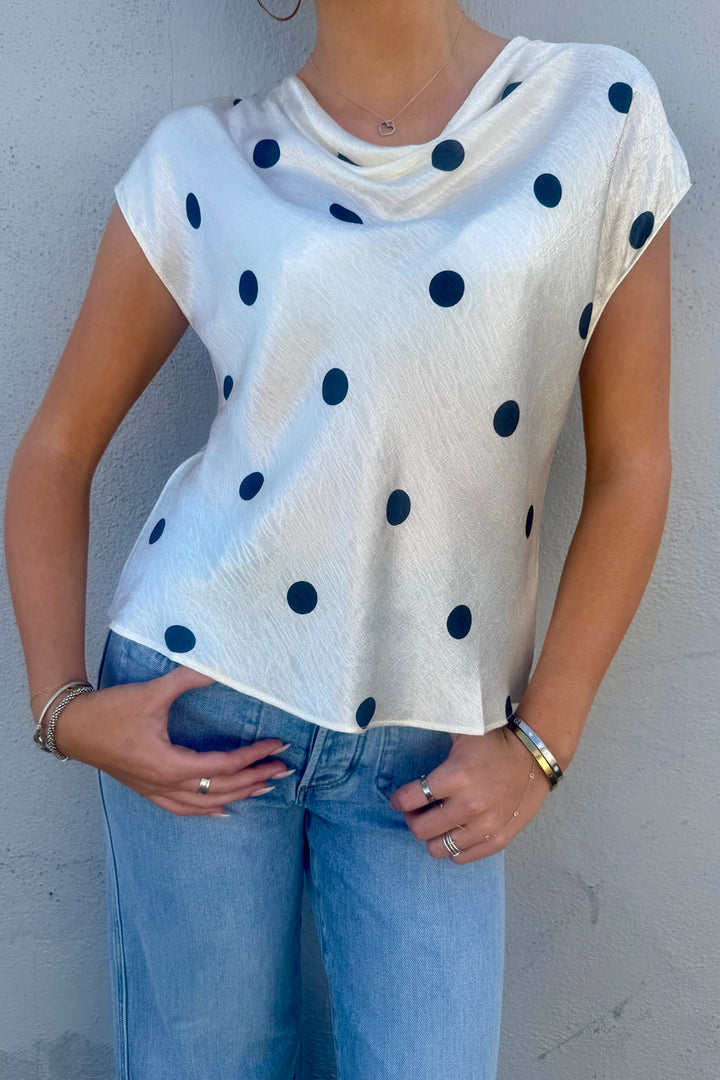 KEEN THE LABEL Meme Cowl Neck Polka Dot Top-The Shop Laguna Beach