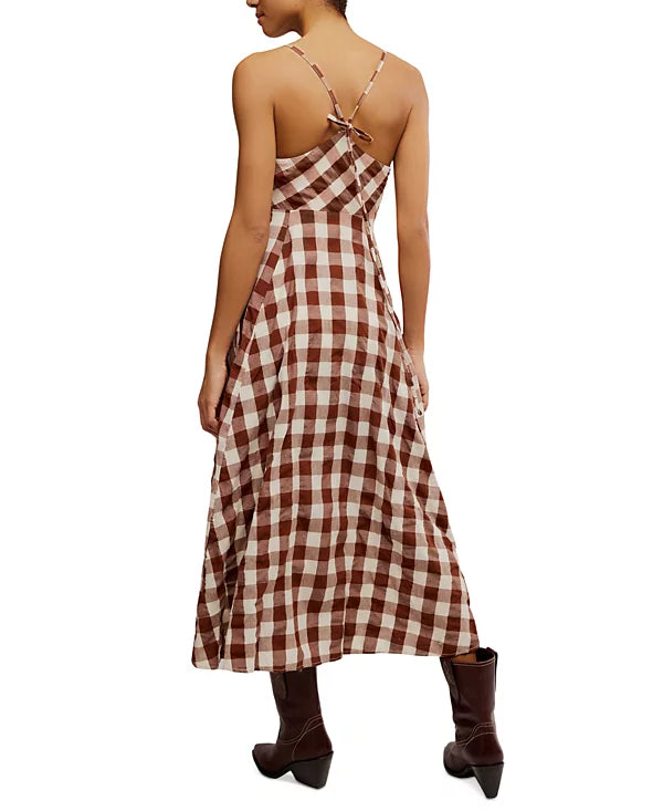 FREE PEOPLE Via Check Midi Dress-The Shop Laguna Beach