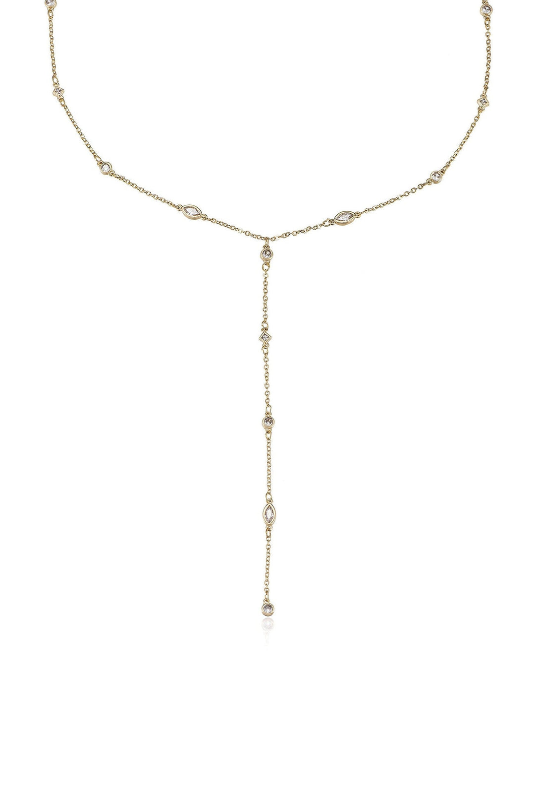 ETTIKA Simple Crystal Dot Lariat Necklace-The Shop Laguna Beach