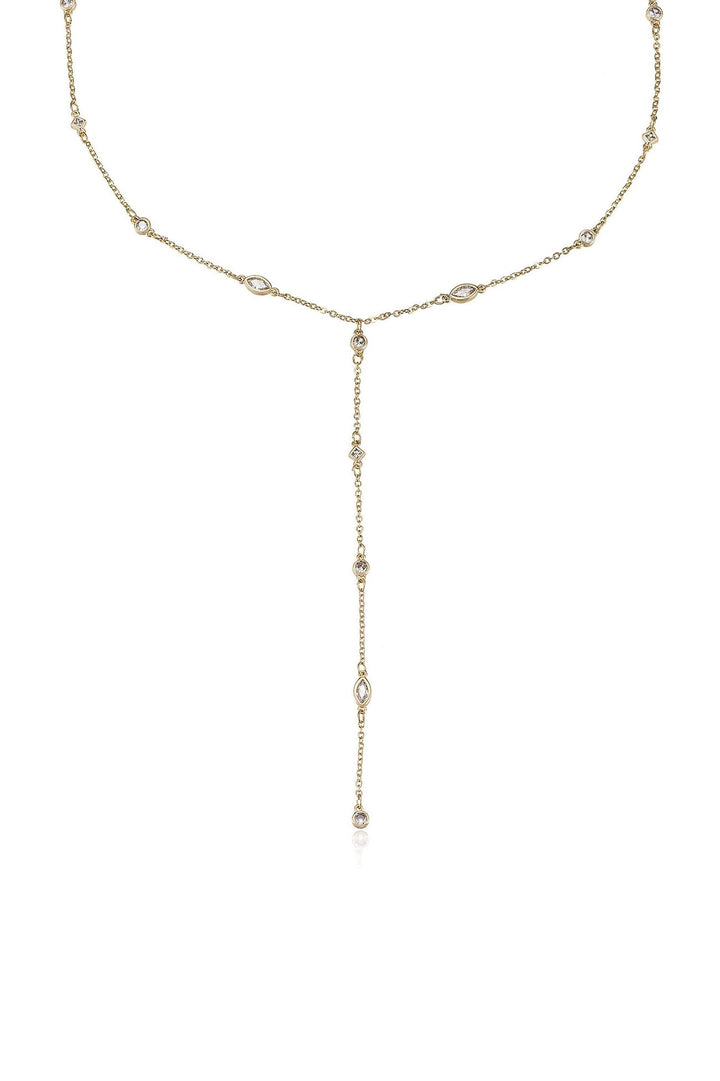ETTIKA Simple Crystal Dot Lariat Necklace-The Shop Laguna Beach