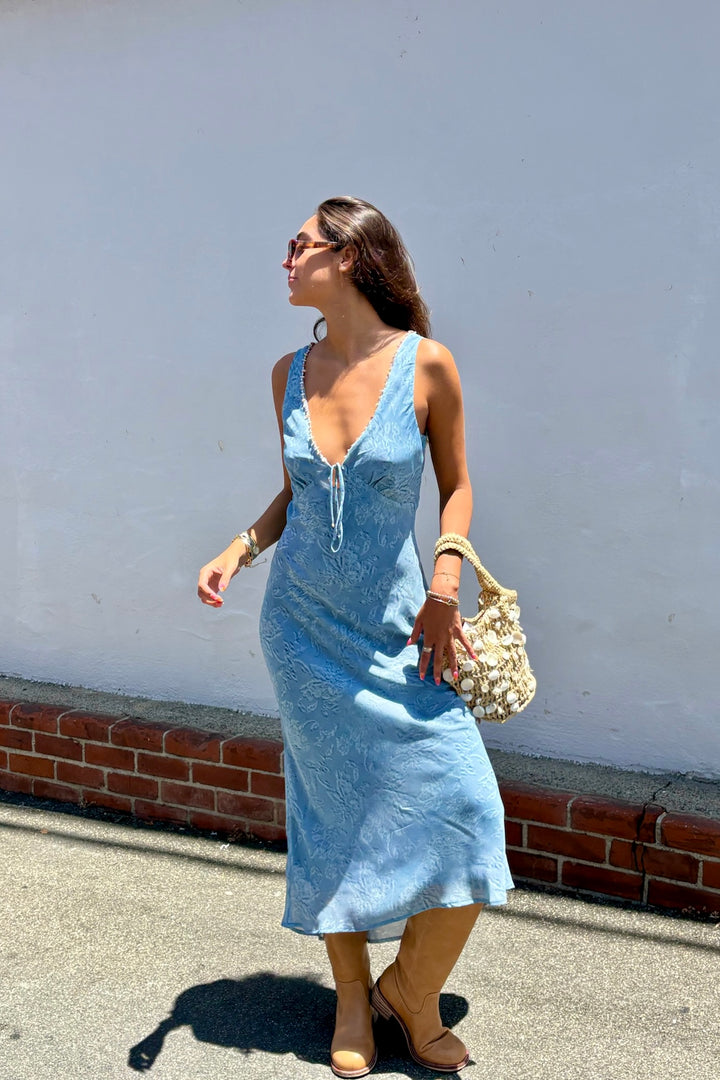 KEEN THE LABEL Ever Beaded V-Neck Maxi Dress