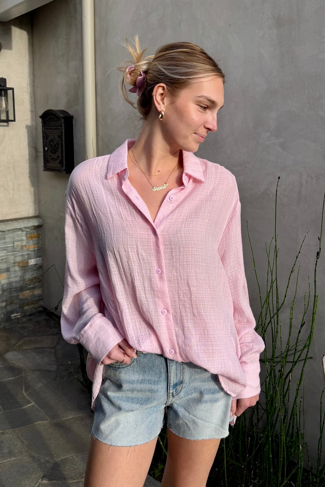 KEEN THE LABEL Linnea Sheer Button-Up Shirt-The Shop Laguna Beach