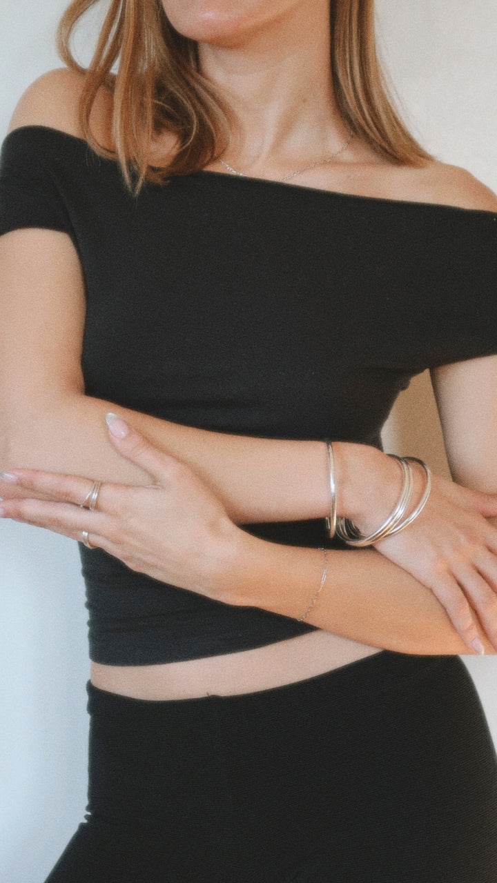 MAY MARTIN Carmella Silver Bangles (Set of 2)-The Shop Laguna Beach