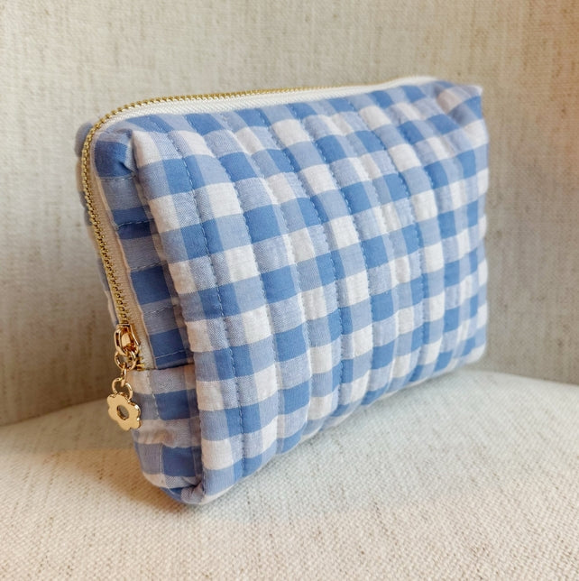 Color Parade Gingham Cosmetic Pouch - More Colors Available-The Shop Laguna Beach