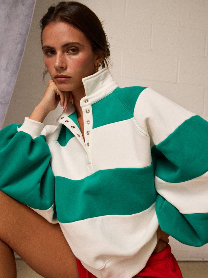 KEEN THE LABEL Keating Striped Rugby Pullover