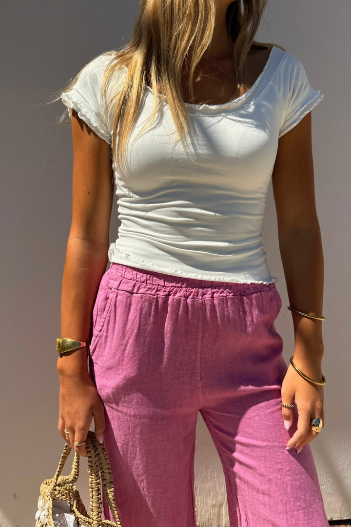 KEEN THE LABEL Elisa Lettuce-Trim Baby Tee-The Shop Laguna Beach