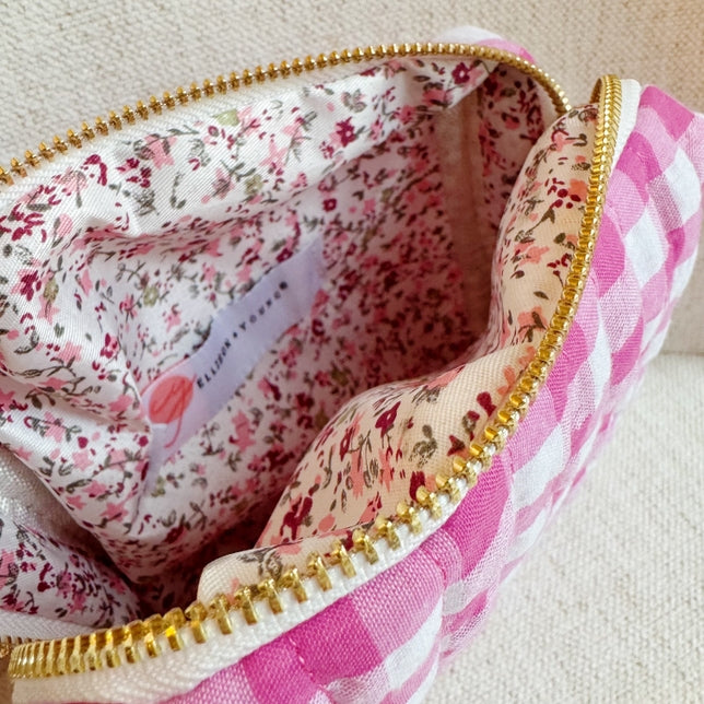 Color Parade Gingham Cosmetic Pouch - More Colors Available-The Shop Laguna Beach