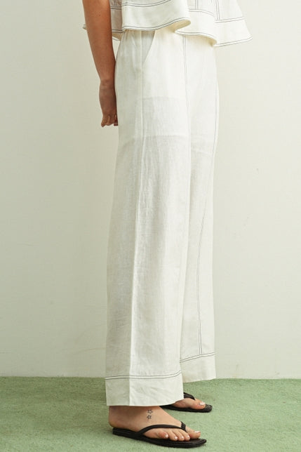 KEEN THE LABEL Holden Stitched Linen Wide-Leg Pant