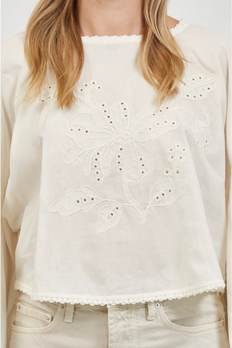 A. REN Auguste Floral Eyelet Top-The Shop Laguna Beach