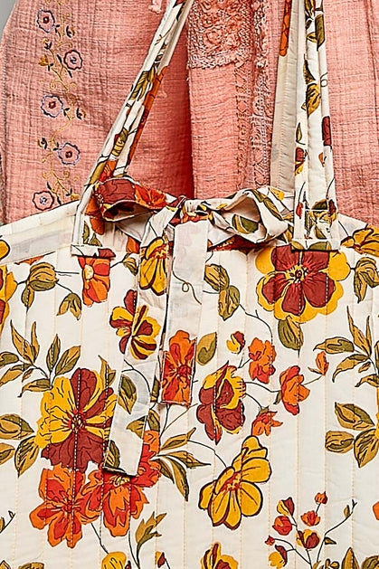 Ribbon-Tied Jumbo Quilted Weekend Bag