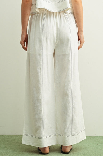 KEEN THE LABEL Holden Stitched Linen Wide-Leg Pant
