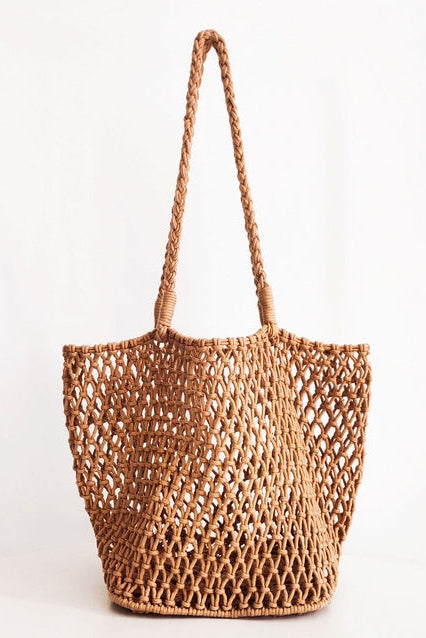 ACCITY Simple Open-Weave Crochet Beach Bag - More Colors Available-The Shop Laguna Beach