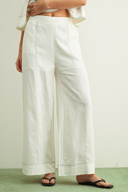 KEEN THE LABEL Holden Stitched Linen Wide-Leg Pant