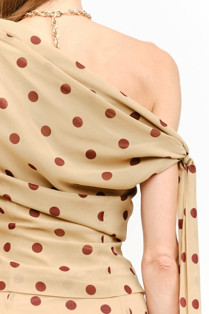 KEEN THE LABEL Misty Asymmetrical Polka Dot Top-The Shop Laguna Beach