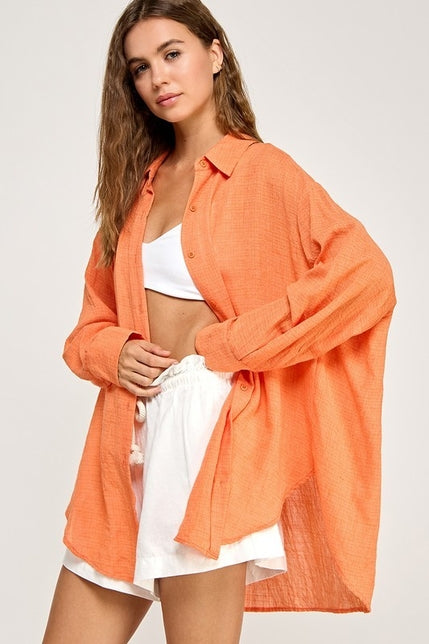 KEEN THE LABEL Linnea Sheer Button-Up Shirt - More Colors Available-The Shop Laguna Beach