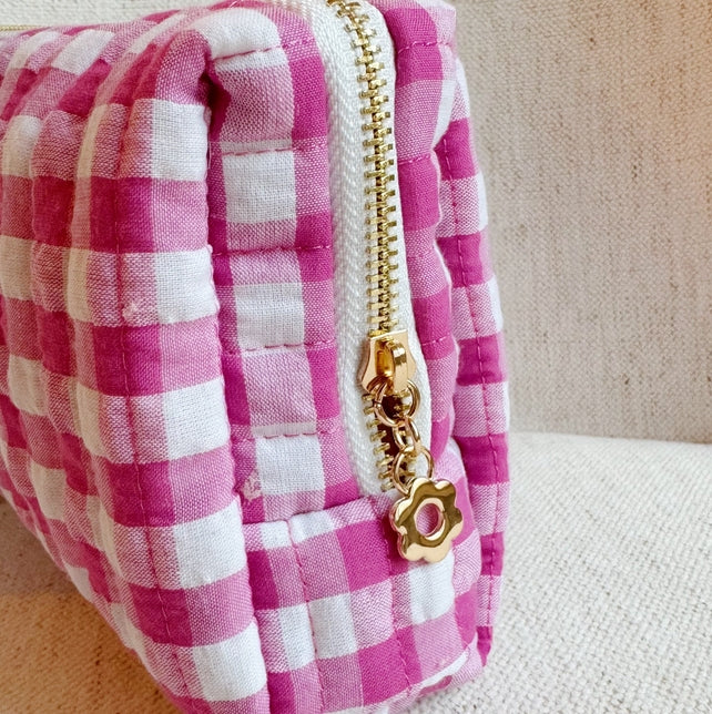 Color Parade Gingham Cosmetic Pouch - More Colors Available-The Shop Laguna Beach