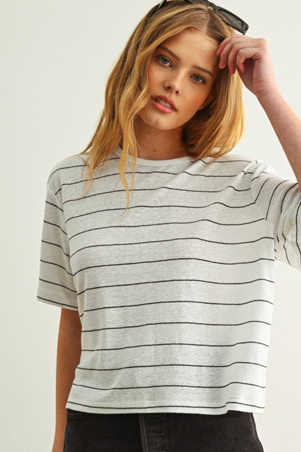 KEEN THE LABEL Keenan Striped Linen Tee-The Shop Laguna Beach