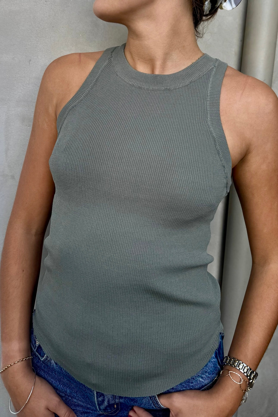 KEEN THE LABEL Chelsey Rib High-Neck Tank-The Shop Laguna Beach