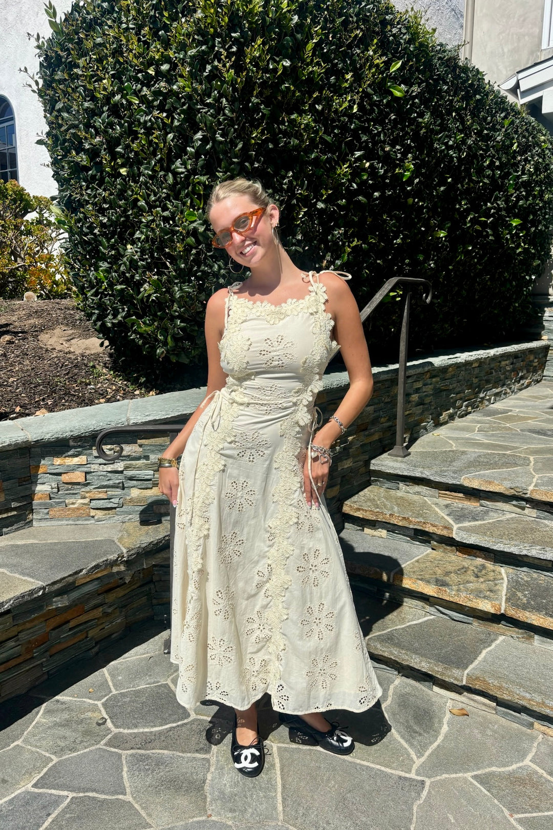 KEEN THE LABEL Martina Eyelet Midi Dress-The Shop Laguna Beach