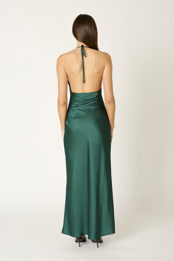KEEN THE LABEL Cecily Silky Halter Maxi Dress-The Shop Laguna Beach
