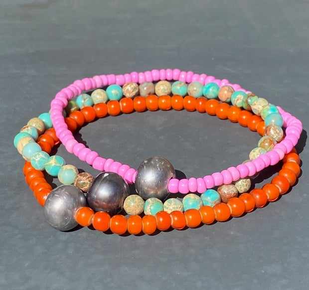 HEATHER KAHN Pearl Drop Turquoise/Pearl Bracelet-The Shop Laguna Beach