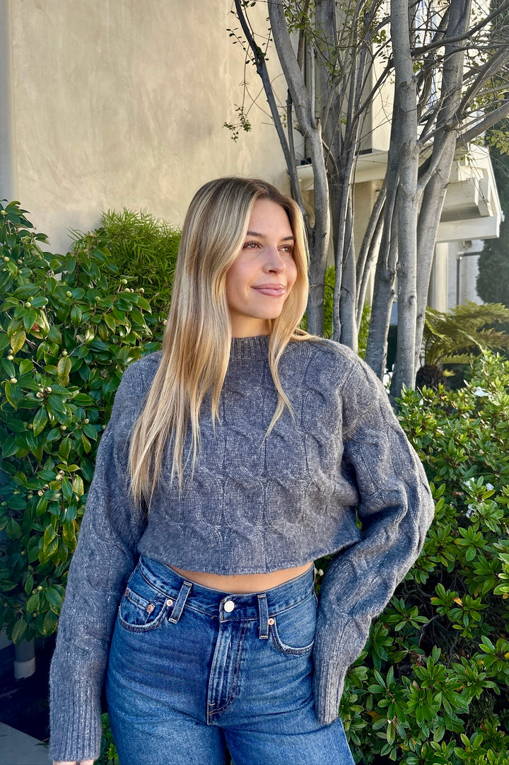 KEEN THE LABEL Remington Cableknit Crop Sweater-The Shop Laguna Beach