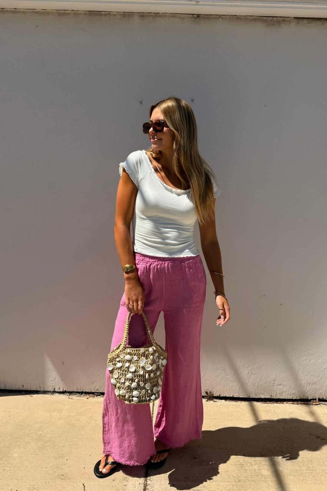 KEEN THE LABEL Lillian Frayed Linen Pant-The Shop Laguna Beach