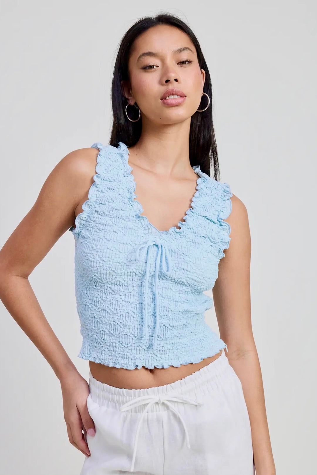 KEEN THE LABEL Nola Ruffle Crop Tank-The Shop Laguna Beach