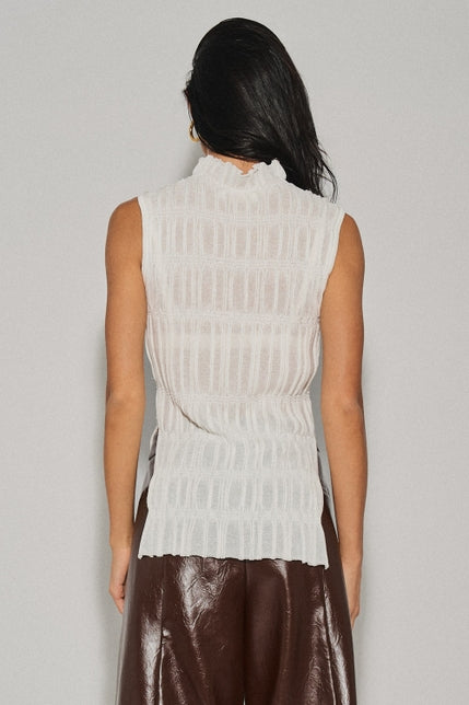 KEEN THE LABEL Lyra Sheer Knit Mock-Neck Tank