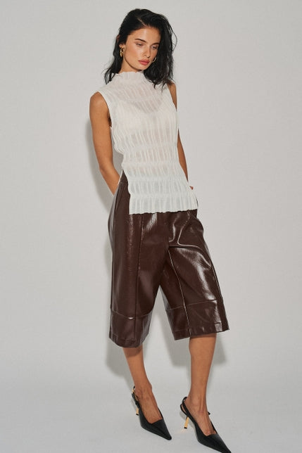 KEEN THE LABEL Lyra Sheer Knit Mock-Neck Tank