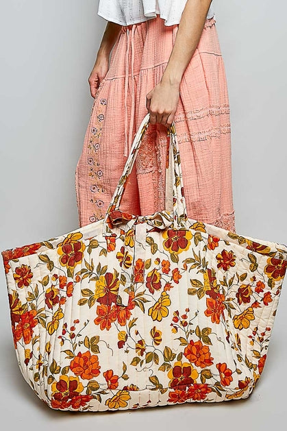 Ribbon-Tied Jumbo Quilted Weekend Bag
