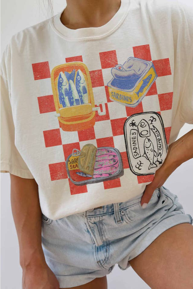 GOOD DAY STREET Checkered Sardines Oversized Tee-The Shop Laguna Beach