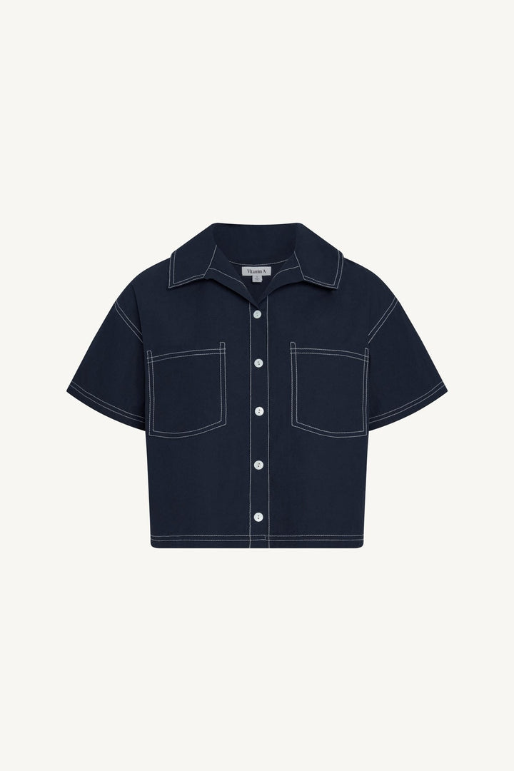 VITAMIN A Ashley Poplin Cropped Shirt-The Shop Laguna Beach