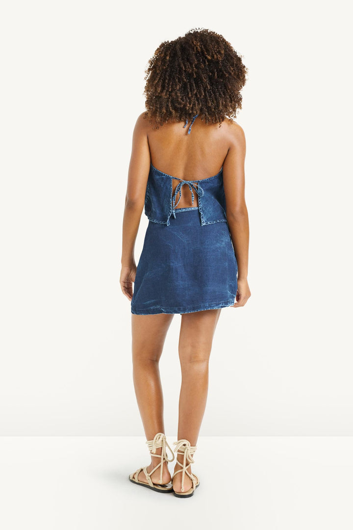 VITAMIN A Hana Linen Denim Halter Top-The Shop Laguna Beach