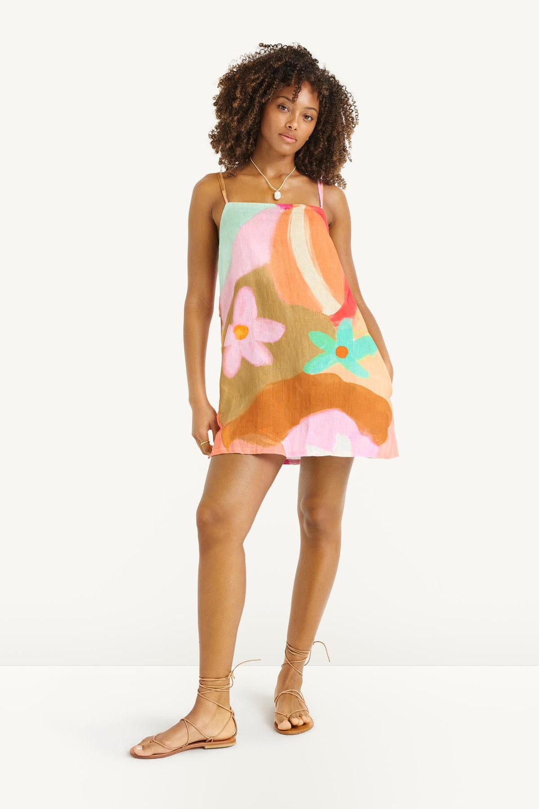 VITAMIN A Delia Linen Mini Dress-The Shop Laguna Beach