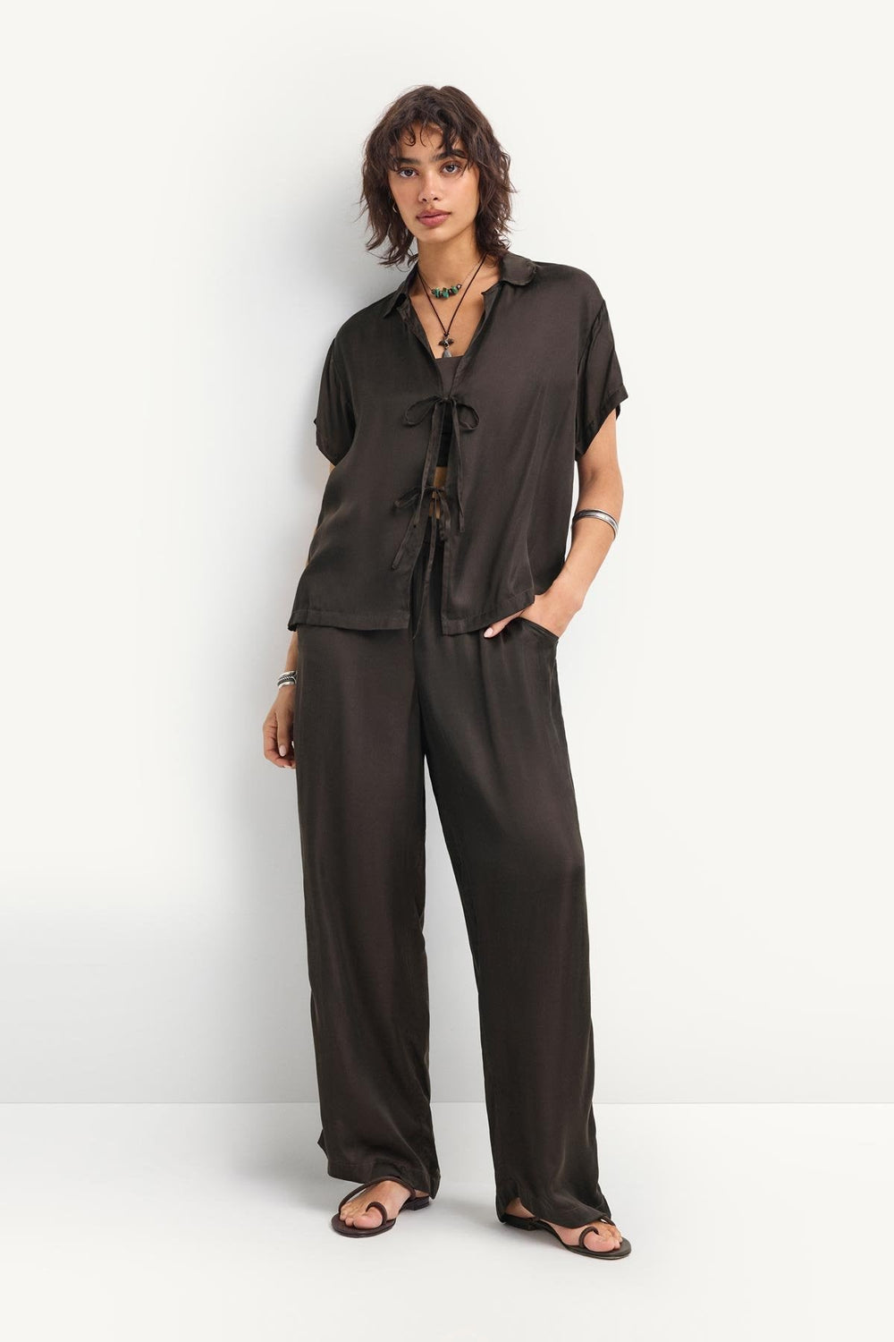 VITAMIN A Kami Tie-Front Shirt-The Shop Laguna Beach