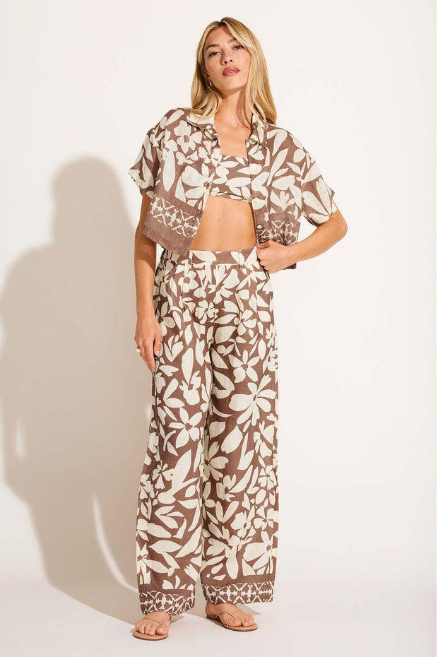 VITAMIN A Hana Printed Cropped Shirt-The Shop Laguna Beach