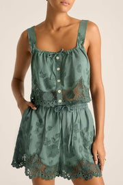 VITAMIN A Flora Broderie Crop Tank-The Shop Laguna Beach