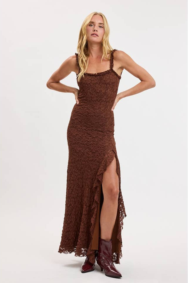 KEEN THE LABEL Marina Lace Slit Maxi Dress