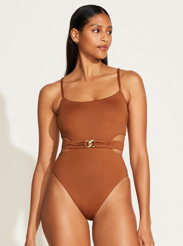 VITAMIN A Luxe Link Belted One Piece-The Shop Laguna Beach