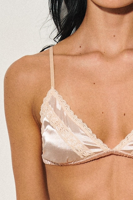 KEEN THE LABEL Maria Lace-Trim Satin Bralette - More Colors Available-The Shop Laguna Beach
