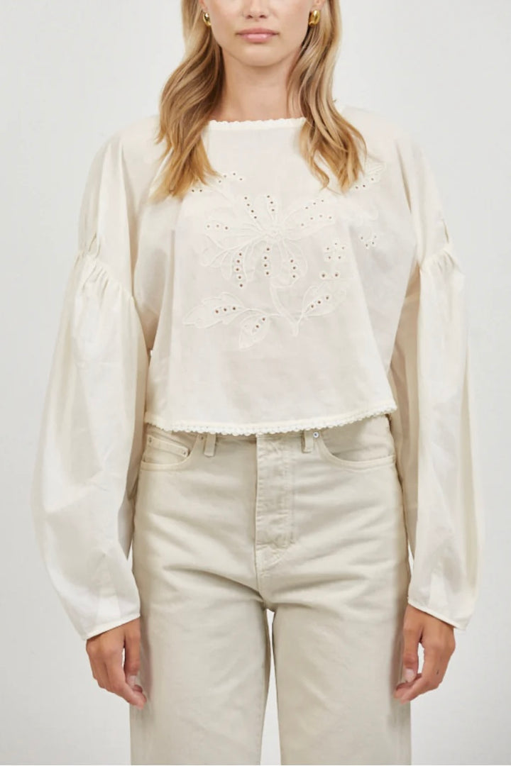 A. REN Auguste Floral Eyelet Top-The Shop Laguna Beach