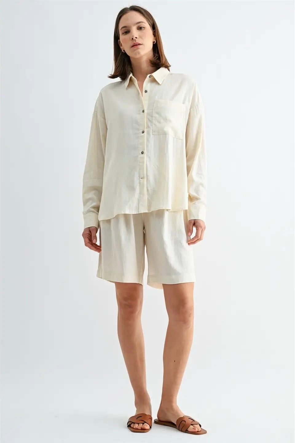KEEN THE LABEL Ivie Long Linen Short-The Shop Laguna Beach
