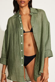VITAMIN A Playa Oversized Linen Coverup Shirt-The Shop Laguna Beach