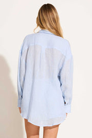 VITAMIN A Playa Solid Linen Oversized Coverup Shirt-The Shop Laguna Beach